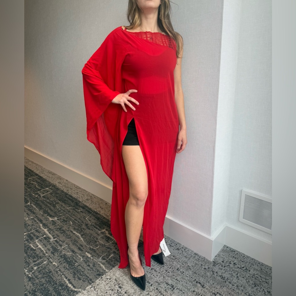 La Perla Asymmetrical Red Dress